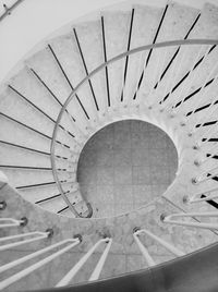 High angle view of spiral staircase in building