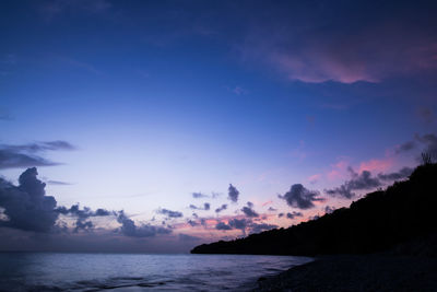 Scenic view of sea against sky at sunset