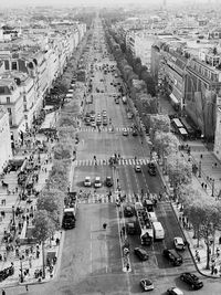 High angle view of city street