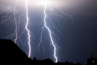 Low angle view of lightning in sky