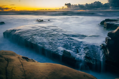 Scenic view of sea against sky during sunset