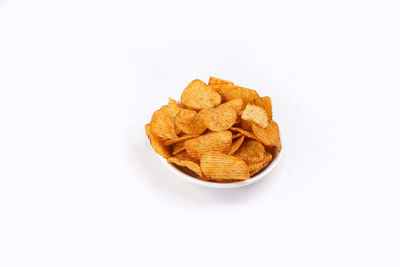 High angle view of bread in bowl on table