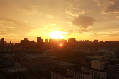 Buildings at sunset