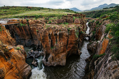 Scenic view of waterfall