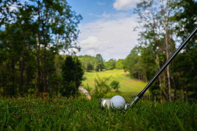 Golf ball on field