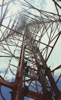 Low angle view of metallic structure against sky
