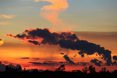 Scenic view of dramatic sky during sunset
