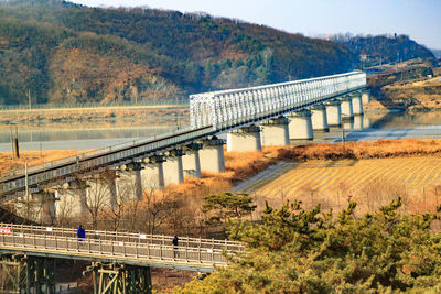 Bridge over river against sky