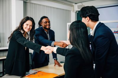 Business colleagues working at office