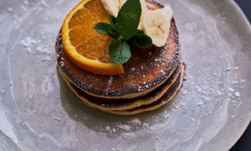 Close-up of cake served in plate