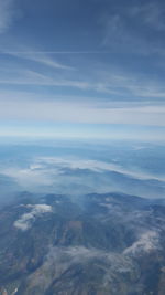 Aerial view of landscape and sea against sky