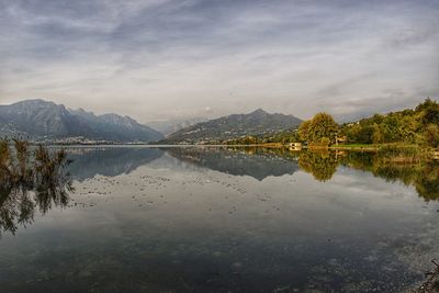 Scenic view of lake against sky