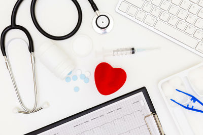 High angle view of heart shape on table