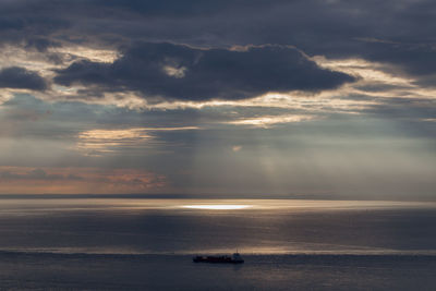 Scenic view of calm sea at sunset