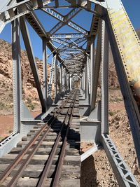 Railroad tracks against clear sky