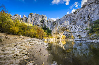 Natural arch over the river at pont d'arc in ardeche in france