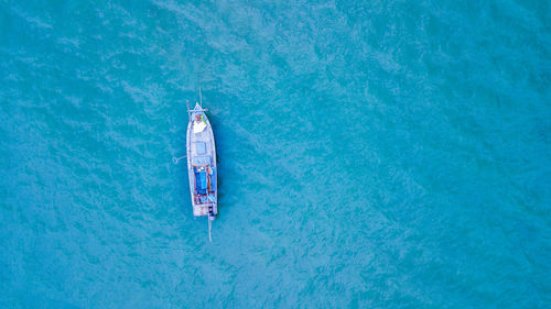 High angle view of boat in sea