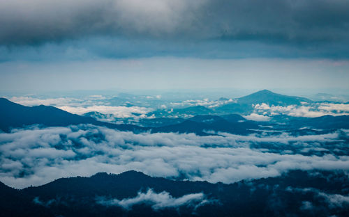 Scenic view of majestic mountains against sky