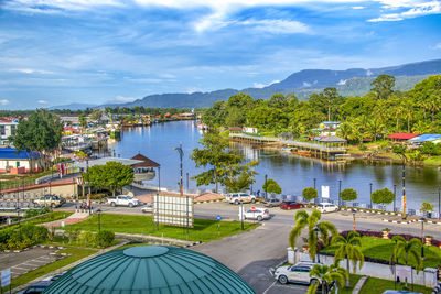 Lawas, malaysia city in sarawak with beautiful river and view of lawas town