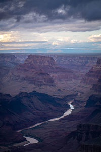 Colorado river crossing the grand canyon at dusk