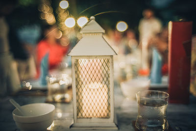 Close-up of wine glass on table in restaurant