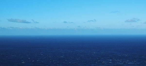 Scenic view of sea against blue sky