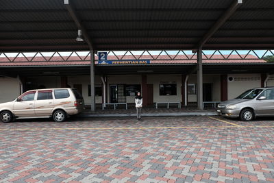 Cars parked in row