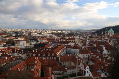 High angle view of townscape against sky