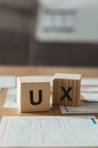 Close-up of toy blocks on table