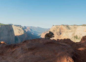 Rock formations on landscape against sky
