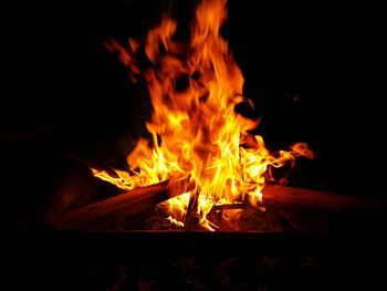 Close-up of bonfire at night