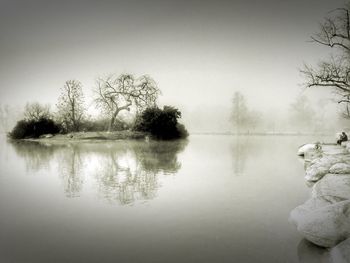 Scenic view of lake against clear sky