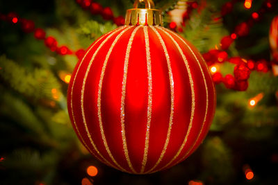 Close-up of red christmas ornament
