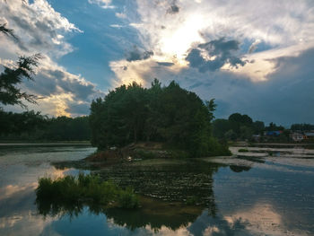 Scenic view of lake against sky