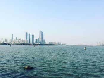 Scenic view of sea against clear sky