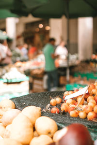 High angle view of food for sale in market