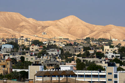 High angle view of jericho city against mountains