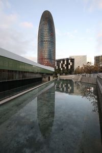 Modern buildings against sky in city