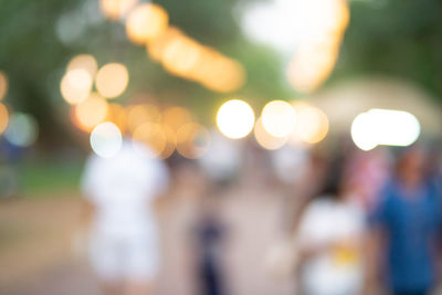 Defocused image of illuminated christmas tree