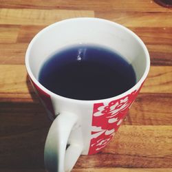 High angle view of coffee on table