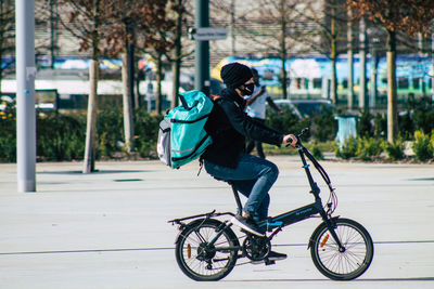 Man riding bicycle