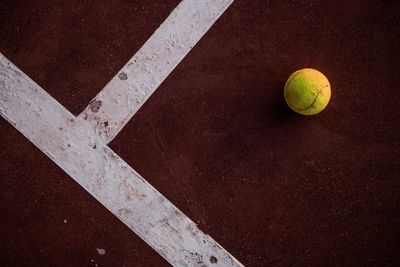 High angle view of ball on field