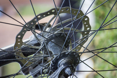 Low angle view of bicycle wheel