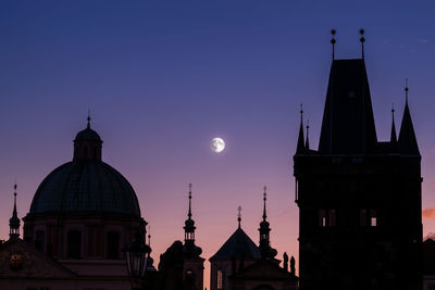 Low angle view of silhouette buildings against sky at sunset