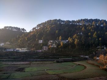 Scenic view of landscape against clear sky