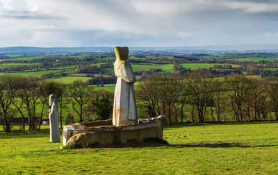 Valley of the saints and his stone statues in brittany, france