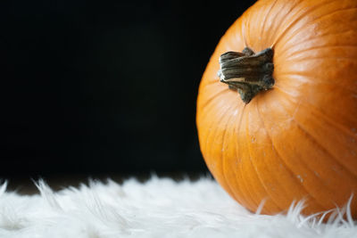 Close-up of pumpkin against orange background