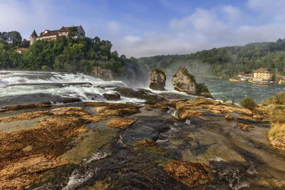 Rhine falls near shaffhausen by cloudy day, switzerland