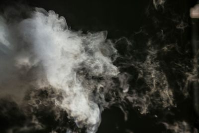Close-up of smoke against black background
