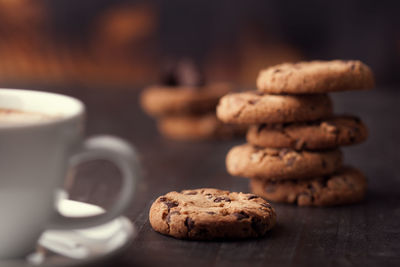 Close-up of cookies on table